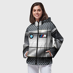 Ветровка с капюшоном женская BMW metal texture, цвет: 3D-черный — фото 2