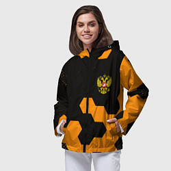 Ветровка с капюшоном женская Герф РФ соты броня, цвет: 3D-черный — фото 2