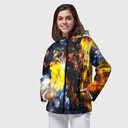 Ветровка с капюшоном женская Космическая абстракция, цвет: 3D-черный — фото 2