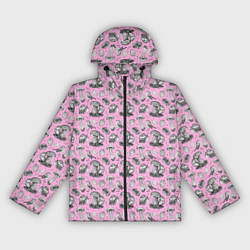 Женская ветровка Малиновка и грибы на розовом
