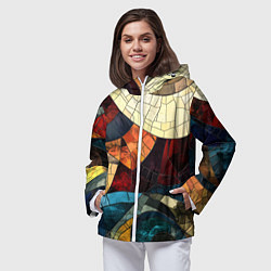 Ветровка с капюшоном женская Эффект мозаики, цвет: 3D-белый — фото 2