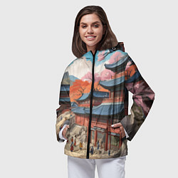 Ветровка с капюшоном женская Чосон иллюстрация, цвет: 3D-черный — фото 2