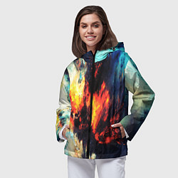 Ветровка с капюшоном женская Абстрактный космос текстура, цвет: 3D-черный — фото 2