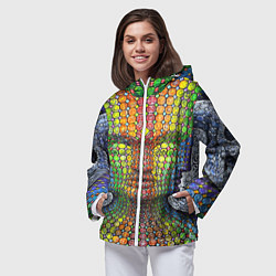 Ветровка с капюшоном женская Оптические стёкла, цвет: 3D-белый — фото 2