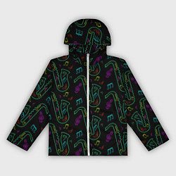 Женская ветровка Неоновый саксофон и музыкальные ноты