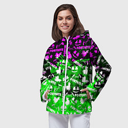 Ветровка с капюшоном женская Fortnite краски кислота, цвет: 3D-белый — фото 2