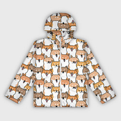 Ветровка с капюшоном женская Узор сиба ину, цвет: 3D-белый