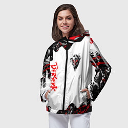 Ветровка с капюшоном женская Берсерк - маска, цвет: 3D-черный — фото 2