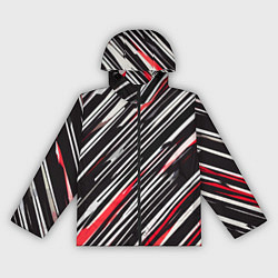 Женская ветровка Диагональные красно-белые полосы на чёрном фоне