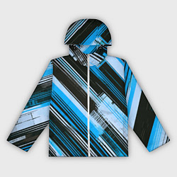 Женская ветровка Синие диагональные полосы на чёрном фоне