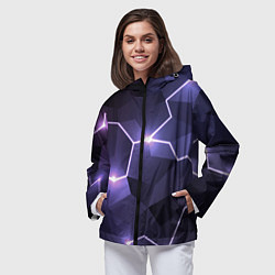Ветровка с капюшоном женская Молниеносная геометрия с подсветкой, цвет: 3D-черный — фото 2