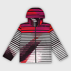 Женская ветровка Красно-чёрные полосы на белом фоне