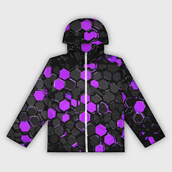 Женская ветровка Фиолетово-серые шестиугольники на чёрном фоне
