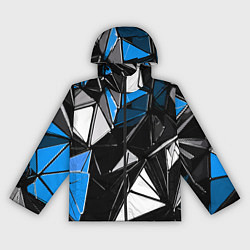 Женская ветровка Сине-белые рельефные треугольники на чёрном фоне