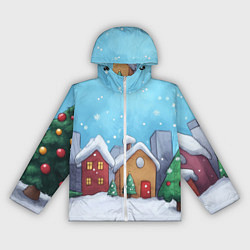 Женская ветровка Домики новогодние