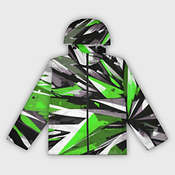Женская ветровка Чёрно-зелёная-белая абстракция