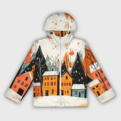 Женская ветровка Оранжевые зимние домики