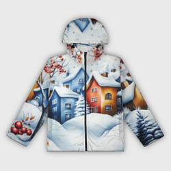 Женская ветровка Зимний новогодний городской пейзаж