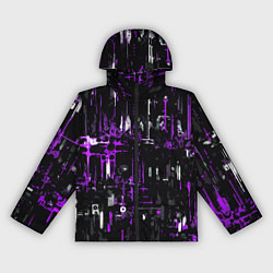 Женская ветровка Бело-фиолетовая тревожная абстракция на чёрном фон