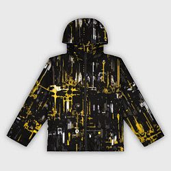 Ветровка с капюшоном женская Бело-жёлтая абстракция на чёрном фоне, цвет: 3D-черный