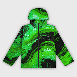 Ветровка с капюшоном женская Зелёные брызги на чёрном фоне, цвет: 3D-черный
