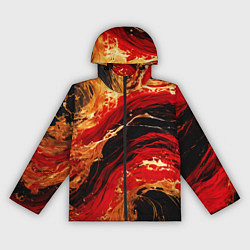 Женская ветровка Красно-золотые брызги на чёрном фоне