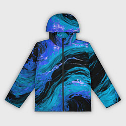 Женская ветровка Синие брызги на чёрном фоне