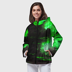 Ветровка с капюшоном женская Кислотный зелёный закат, цвет: 3D-черный — фото 2