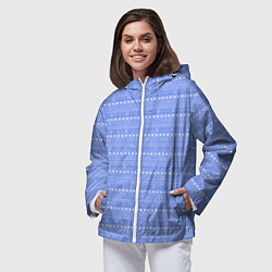 Ветровка с капюшоном женская Бело-голубой простой узор, цвет: 3D-белый — фото 2