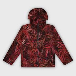 Женская ветровка Красная трава на чёрном фоне