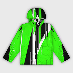 Женская ветровка Чёрно-белые вертикальные полосы на зелёном фоне