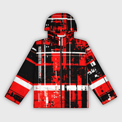 Женская ветровка Красно-белый гранж на чёрном фоне