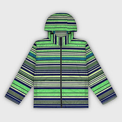 Женская ветровка Сине-зелёный текстурные полосы
