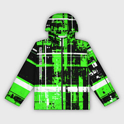 Ветровка с капюшоном женская Зелёно-белый гранж на чёрном фоне, цвет: 3D-черный