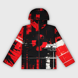 Женская ветровка Красно-белый гранж на чёрном фоне