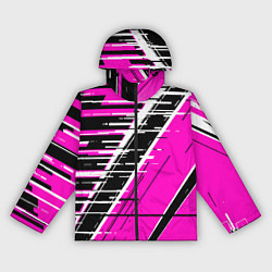 Женская ветровка Чёрно-белые глитч полосы на розовом фоне