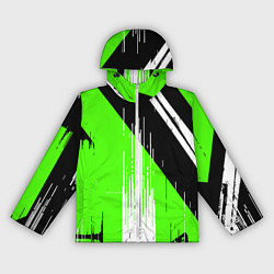 Женская ветровка Вертикальные чёрные линии на зелёно-белом фоне