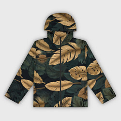 Женская ветровка Золотые листья монстеры и перья