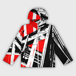 Женская ветровка Чёрно-белые абстрактные линии на красном фоне