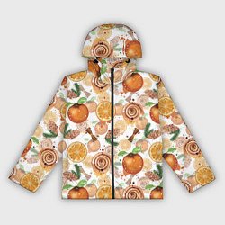 Женская ветровка Апельсины, корица, булочки с корицей на светлом фо
