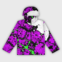 Женская ветровка Зелёно-розовая абстракция на белом фоне