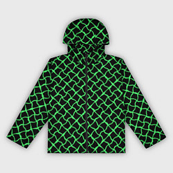 Женская ветровка Чёрный и неоновый салатовый искажённые полосы