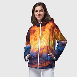 Ветровка с капюшоном женская Стихия огня и воды, цвет: 3D-белый — фото 2