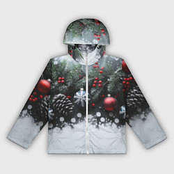 Женская ветровка Елочные игрушки и снег