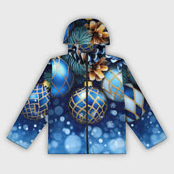 Ветровка с капюшоном женская Синие новогодние шары, цвет: 3D-черный