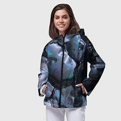 Ветровка с капюшоном женская Жидкая субстанция серая, цвет: 3D-черный — фото 2