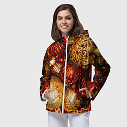 Ветровка с капюшоном женская Новогоднее ёлочное украшение, цвет: 3D-белый — фото 2