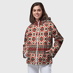 Ветровка с капюшоном женская Славянская обережная вышивка, цвет: 3D-белый — фото 2