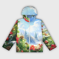 Женская ветровка Новогодний дневной пейзаж