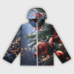 Женская ветровка Красные новогодние шары с узорами